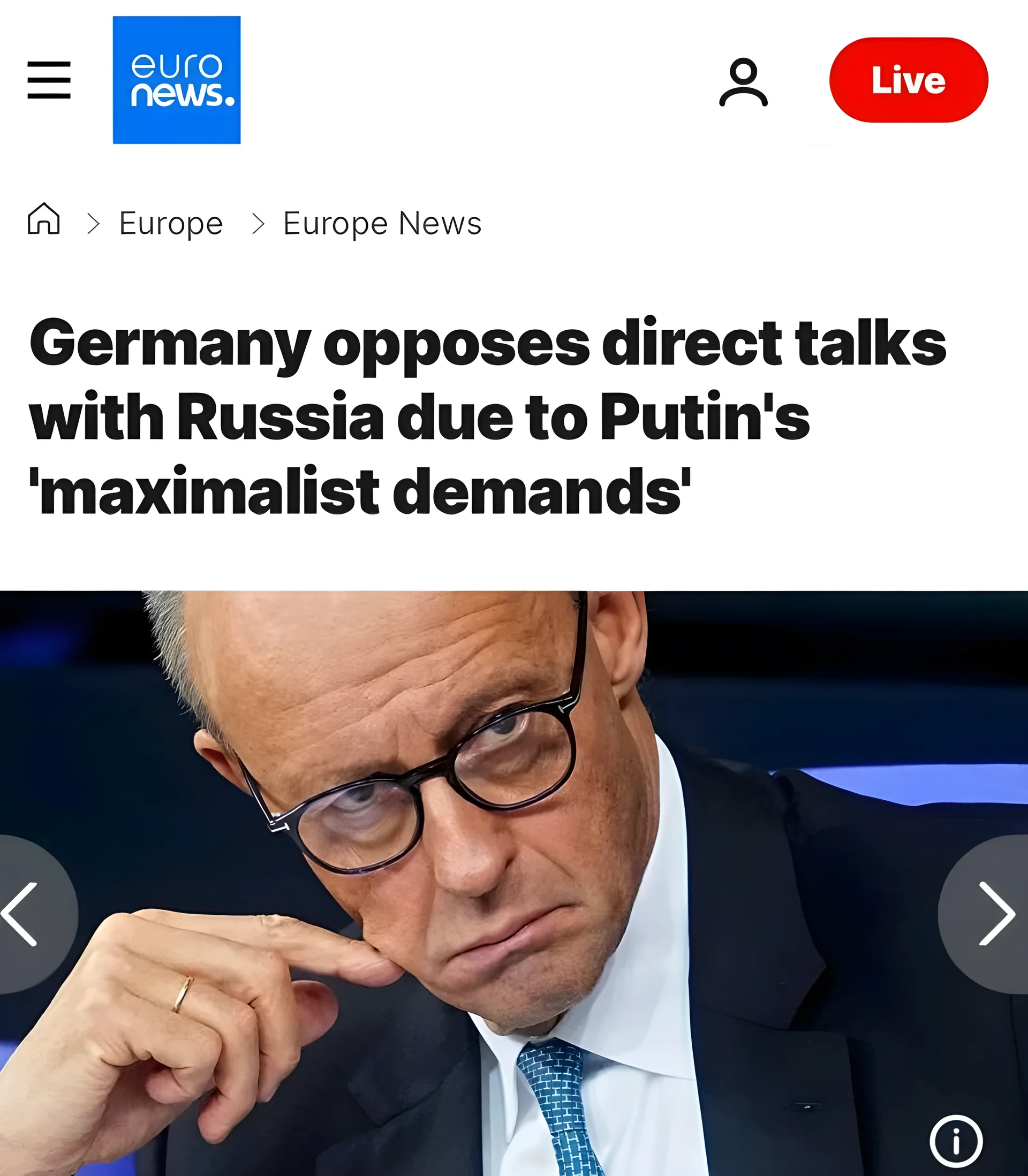Germany Rejects Direct Talks with Russia Over ‘Maximalist Demands’ of Putin