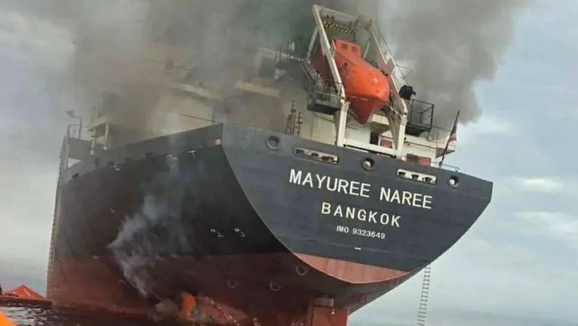 Cargo Ship Catches Fire After Three Vessels Struck by Unknown Projectiles Near Strait of Hormuz