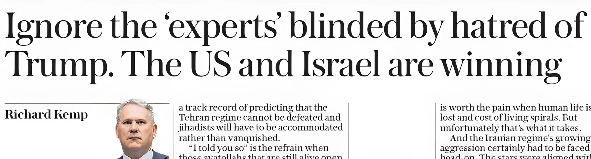 Retired Colonel Richard Kemp Defends Trump Amid Criticism, Cites U.S.-Israel Success