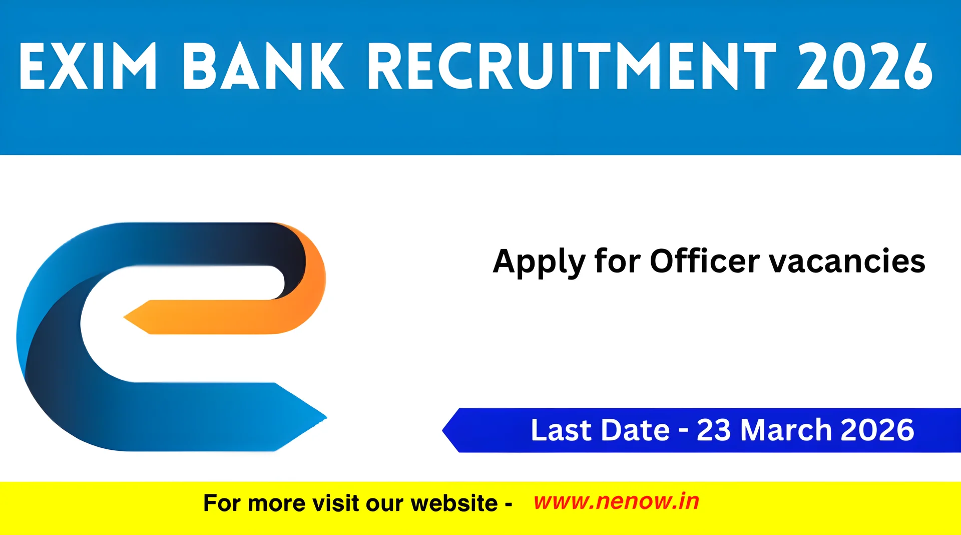 EXIM Bank Recruitment 2026 : Apply for Officer vacancies