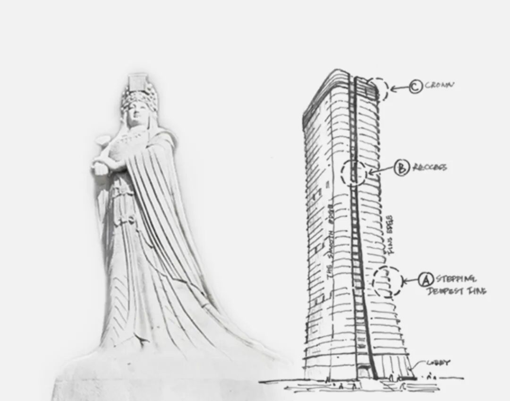 Architectural form inspired by Mazu's flowing robes