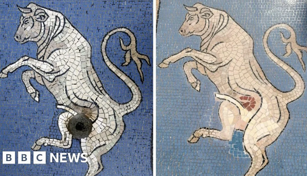 Italians Bemused by Milan Bull Mosaic Restoration