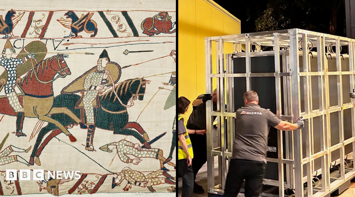 Bayeux Tapestry arrives in UK for first time in 900 years under police guard