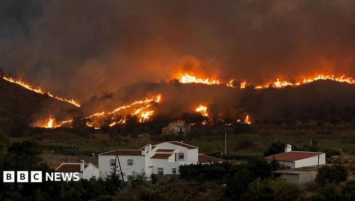 英国夫婦、スペインの山火事で重傷　焼け野原に12人