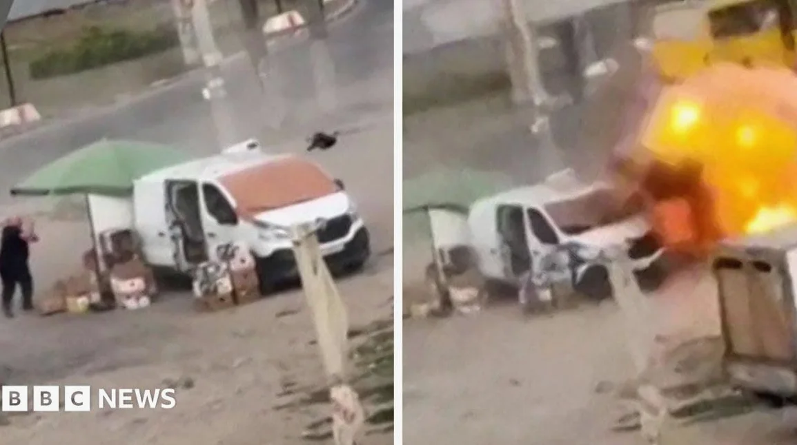 Video Shows Russian Drone Chasing Ukrainian Street Vendor