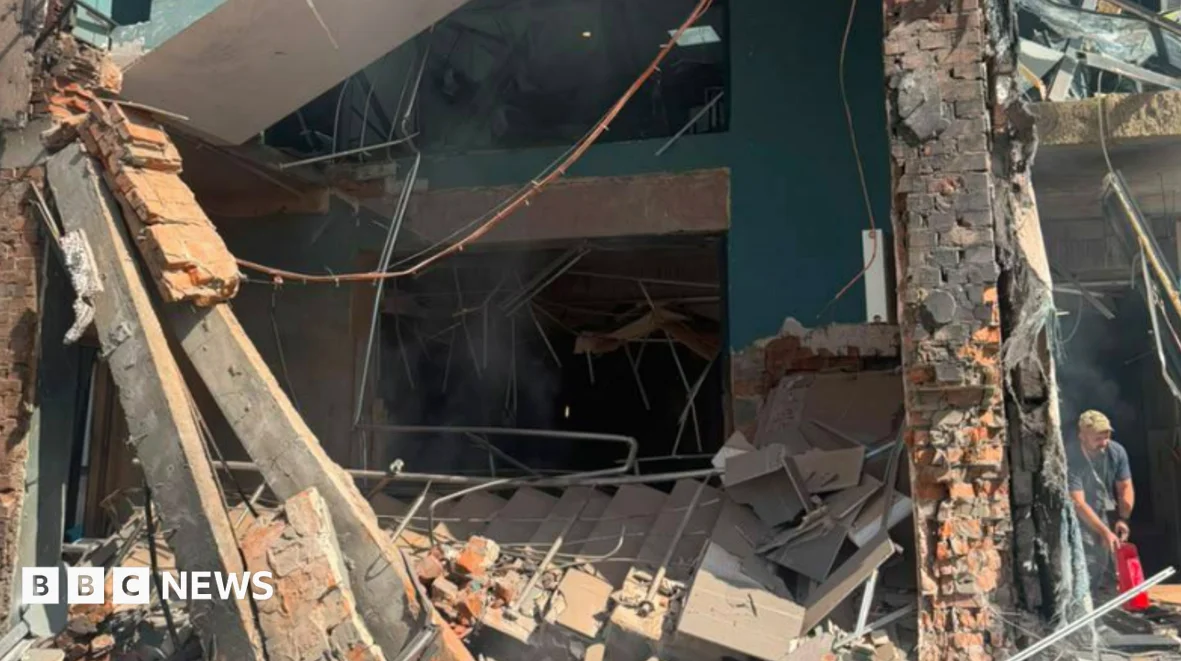 Ukrainian TV channel building hit by Russian drone as five killed in Kyiv